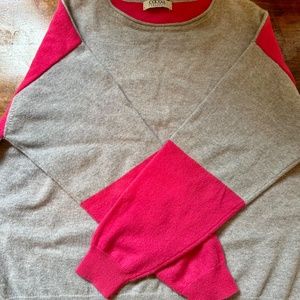 Cocoa Cashmere pink/grey round neck sweater 100% cashmere